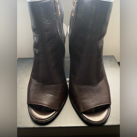 Coach Izzie Brown Peep Toe Ankle Slender Stacked Heel Shoe Bootie Chestnut 5.5 - Picture 8 of 10